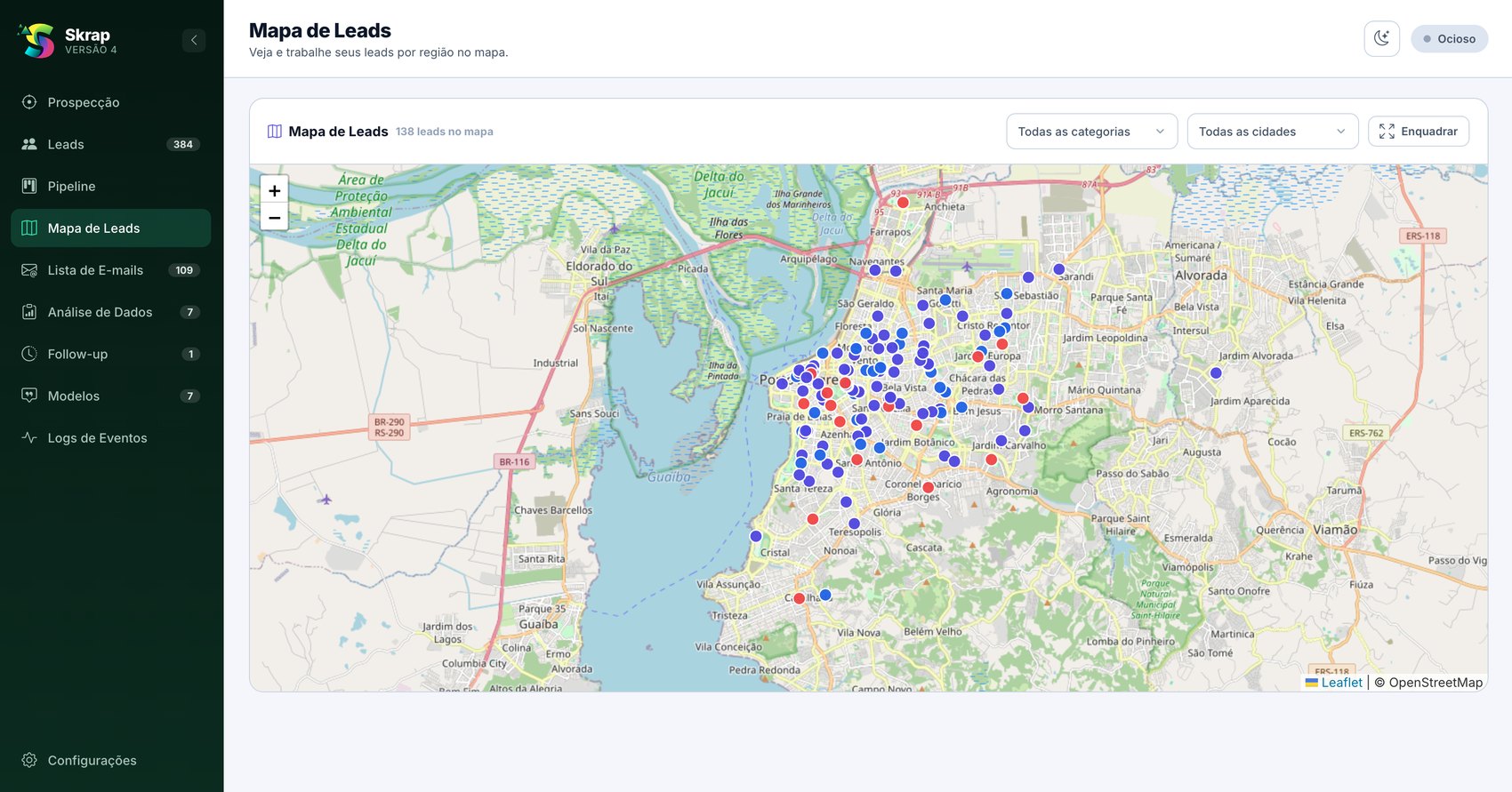 Mapa de leads do Skrap